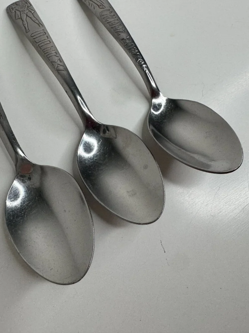 Imperial Flatware Vintage 1966 Set of Superhero Spoons Batman Superman Green Hor